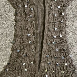 Brown Knit Sweater with Sequins